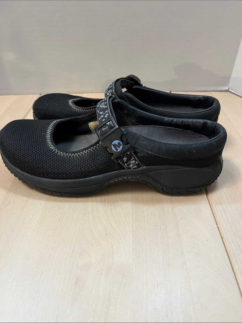 Merrell Mary Jane Encore MJ Black Mesh Slip-On Shoes Slides J66424 Women’s 7.5